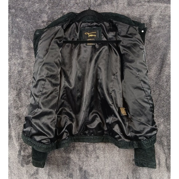 Fabio‎ Suede Leather Jacket Women's L/G Button Up Coat Black Casual - Picture 3 of 7